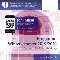 Programm Wintersemester 2019/2020 - Zentrum f&uuml;r Lehrerbildung SCAN MICH! - Katholische ...