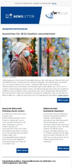 KONJUNKTURPROGNOSE Aussichten f&uuml;r 2022 deutlich verschlechtert