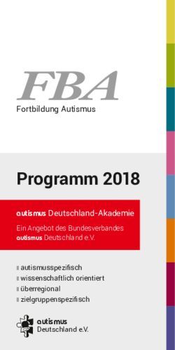 Programm 2018 Fortbildung Autismus - autismus Deutschland-Akademie Ein Angebot des Bundesverbandes - Autismus Deutschland e.V.