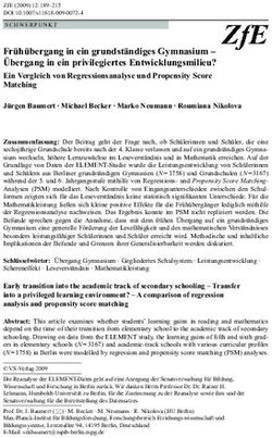 Frühübergang in ein grundständiges Gymnasium - Übergang in ein privilegiertes Entwicklungsmilieu? Ein Vergleich von Regressionsanalyse und ...