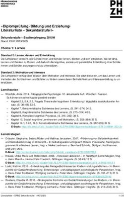 "Diplomprüfung Bildung und Erziehung Literaturliste - Sekundarstufe I" - PH Zürich