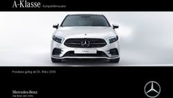 A-Klasse Kompaktlimousine - Preisliste g&uuml;ltig ab 05. M&auml;rz 2018