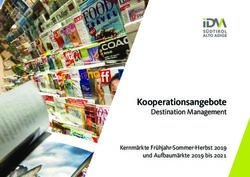 Kooperationsangebote Destination Management - Kernmärkte Frühjahr-Sommer-Herbst 2019 und Aufbaumärkte 2019 bis 2021