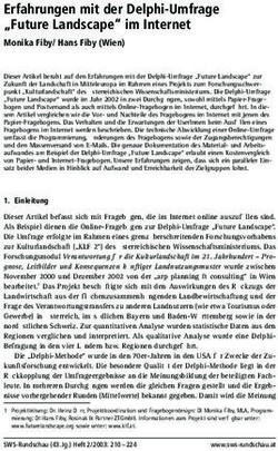 Erfahrungen mit der Delphi-Umfrage "Future Landscape" im Internet