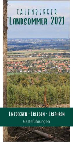 Landsommer 2021 - Entdecken Erleben Erfahren - CALENBERGER