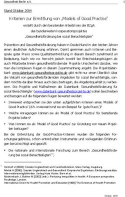 Kriterien zur Ermittlung von "Models of Good Practice"