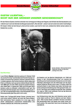 GUSTAV LILIENTHAL - NICHT NUR DER GR&Uuml;NDER UNSERER GENOSSENSCHAFT