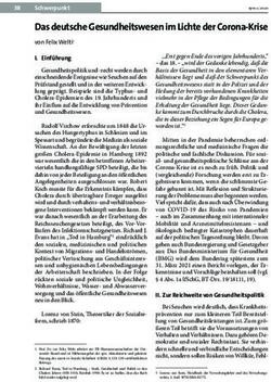 Das deutsche Gesundheitswesen im Lichte der Corona-Krise - spw