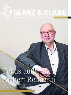 GLANZ & KLANG - Fokus auf Aribert Reimann Der aktuelle Capell-Compositeur im Portr&auml;tkonzert in Hellerau - Staatskapelle Dresden
