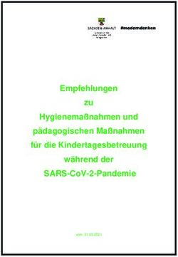 EMPFEHLUNGEN ZU HYGIENEMA&szlig;NAHMEN UND P&Auml;DAGOGISCHEN MA&szlig;NAHMEN F&Uuml;R DIE KINDERTAGESBETREUUNG W&Auml;HREND DER SARS-COV-2-PANDEMIE