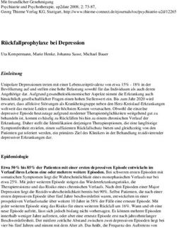 R&uuml;ckfallprophylaxe bei Depression - Mit freundlicher Genehmigung Psychiatrie und Psychotherapie, up2date 2008; 2: 73-87